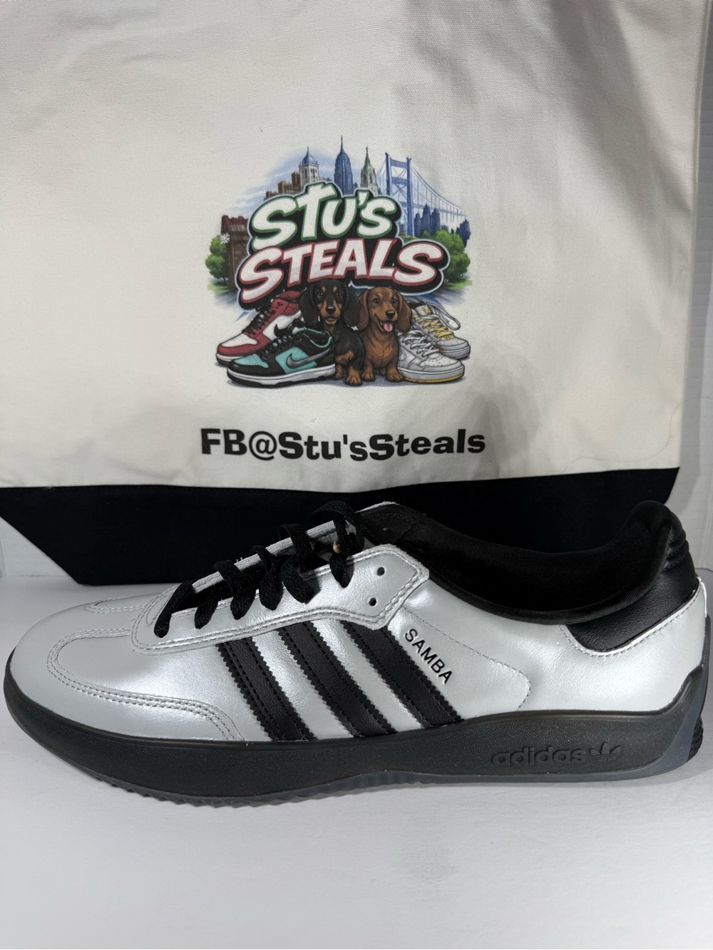 Adidas Samba Puig Silver & Black Sneakers